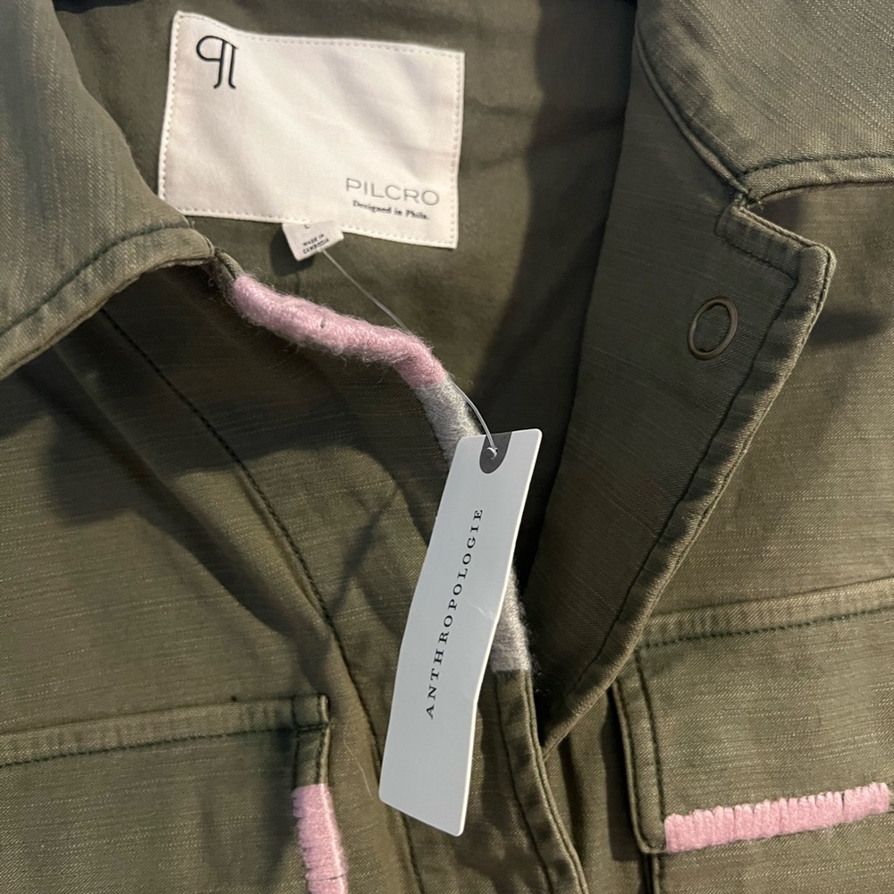 Anthropologie Pilcro Embroidered Cropped Utility Jacket- Sz. L NWT - Picture 12 of 15